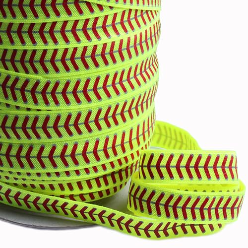 Miniatura 2 de Softbol plegable sobre elástico impreso para lazos para el cabello, rollo de 10 yardas de 58 FOE DIY