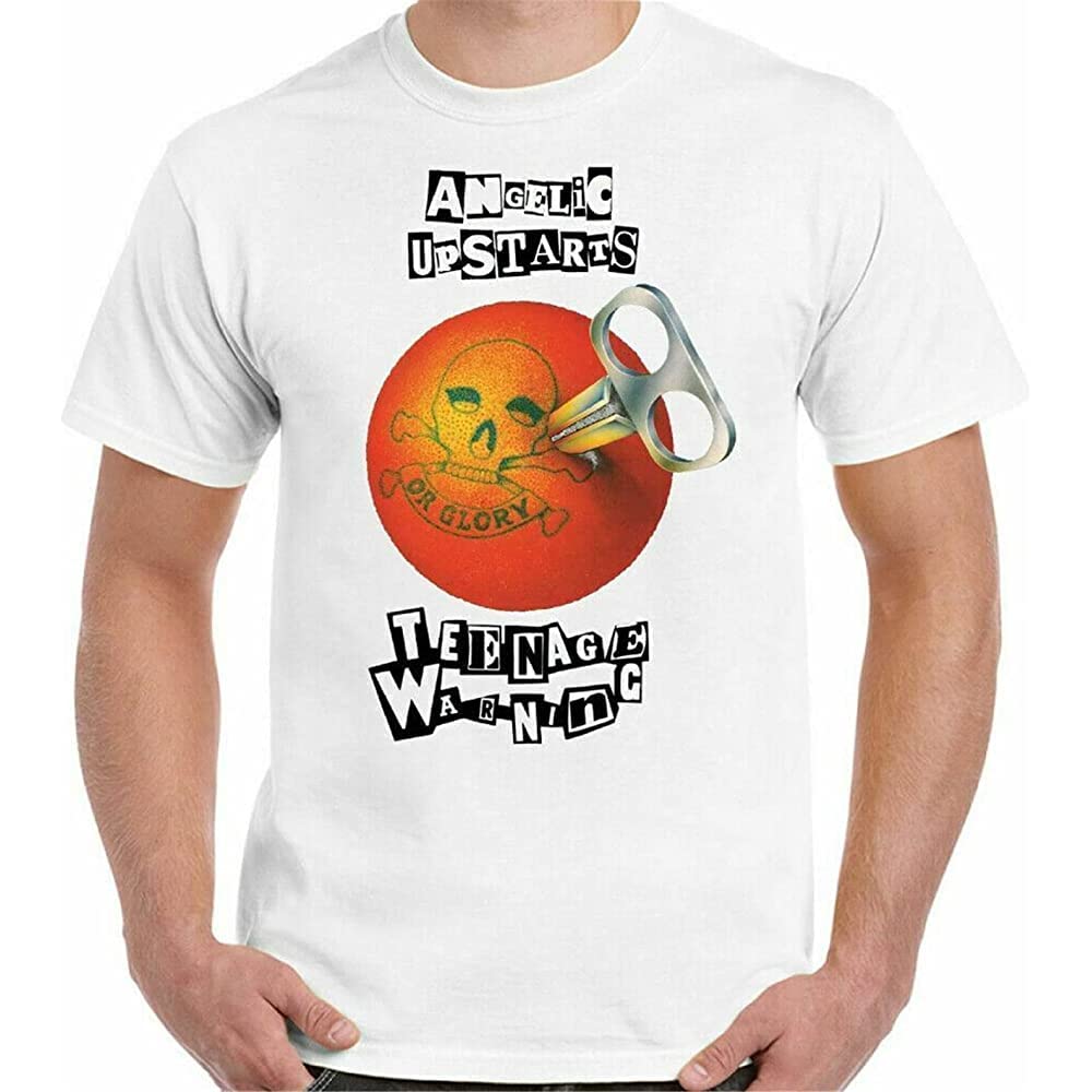 TIEGUAN Angelic Upstarts T-Shirt Mens Punk Teenage Warning Top White White WhiteXL