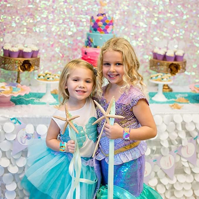 SNAPTRON Mermaid Theme Return Gifts For Kids Birthday- 12Pcs Mermaid Theme Slap Bracelets For Kids Party Boys, Girls- Best Birthday Return Gifts For Kids, Children Girls 4