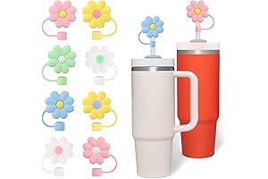 Daisy Top Silicone Caps for Up to 10mm Straw - 8 Pack