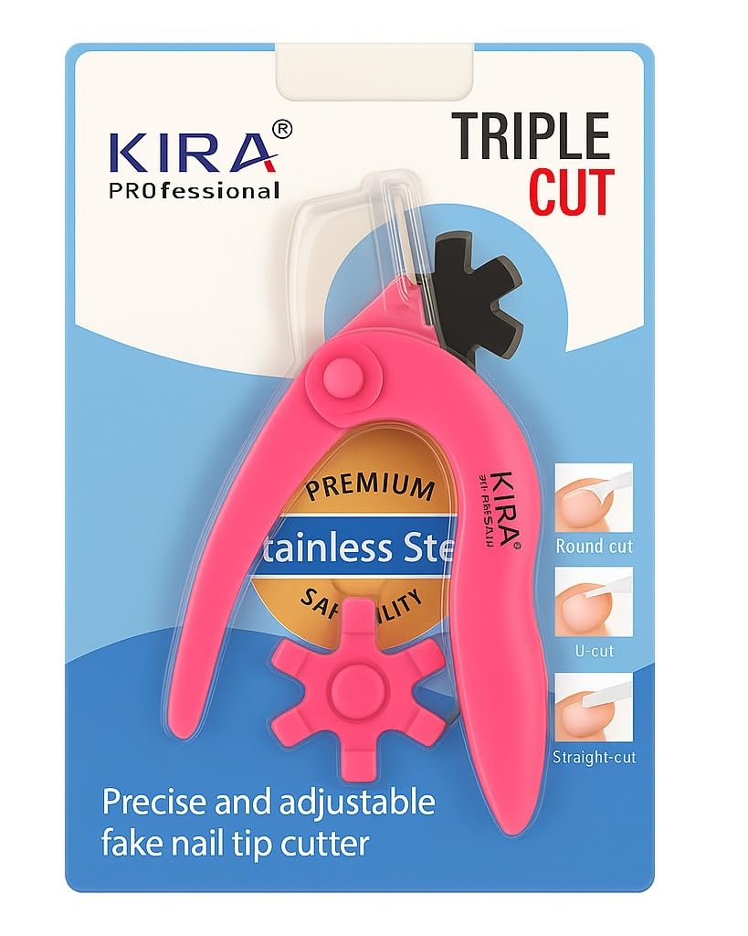 KIRA Acrylic Nail Clipper, Adjustable Stainless Steel Gel Fake Nail Tip Cutter, U-shaped Fingernail Scissors, Artificial Fake Nail Trimmer for False Nail Art Manicure Tools (Pink)-image-12