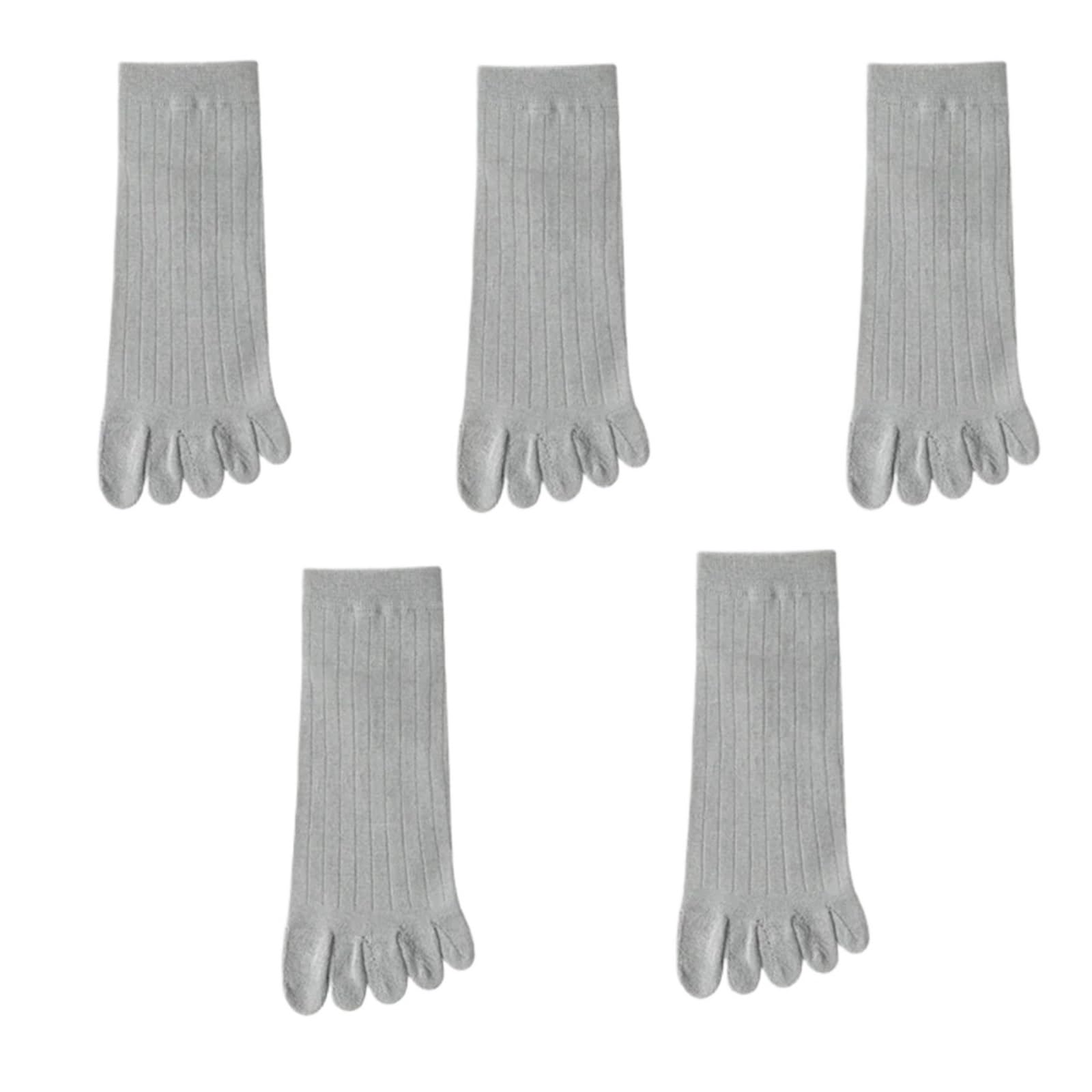 IRFHDCX Toe Socks 3/5 Pairs Five Finger Socks Breathable Ankle Short Thin Cotton Toe With Separate Fingers Sports(5 pairs Gray)