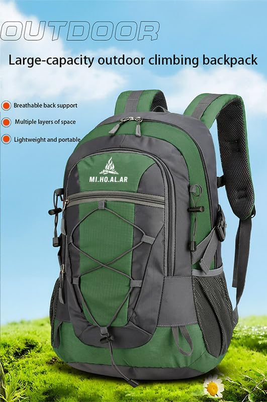 Miniatura 8 de Mochila de campamento ligera de 30 L  Mochila plegable impermeable para senderismo, viajes, senderismo, escalada  Mochila plegable de poliéster