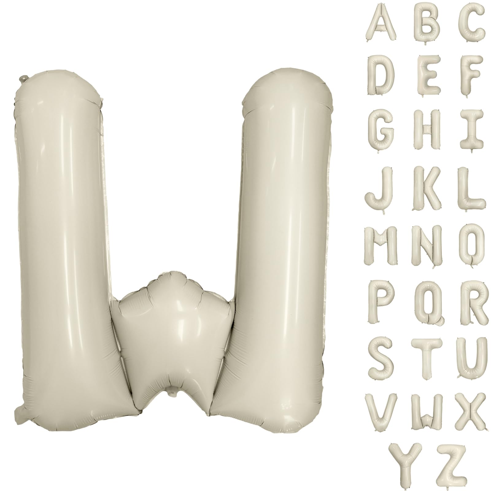 40 Inch Cream White Letter Balloons Large Letter W Balloon Beige Foil Helium Alphabet Balloons Birthday Party Baby Shower Graduation Ceremony Decoration (Cream White Letter W)