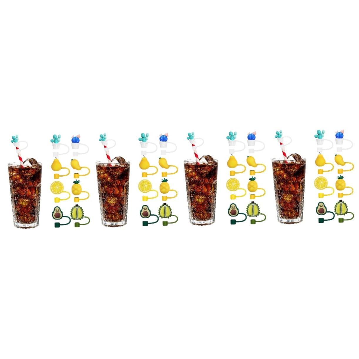 Paille en verre avec bouchon en gel de丝 pour pique-nique et fêtes
