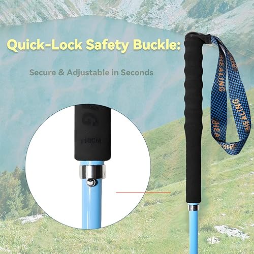 Miniatura 6 de Bastones de senderismo de fibra de carbono, paquete de 2 unidades, ultraligeros de 10 onzas, diseño plegable de 3 piezas con agarres de corcho