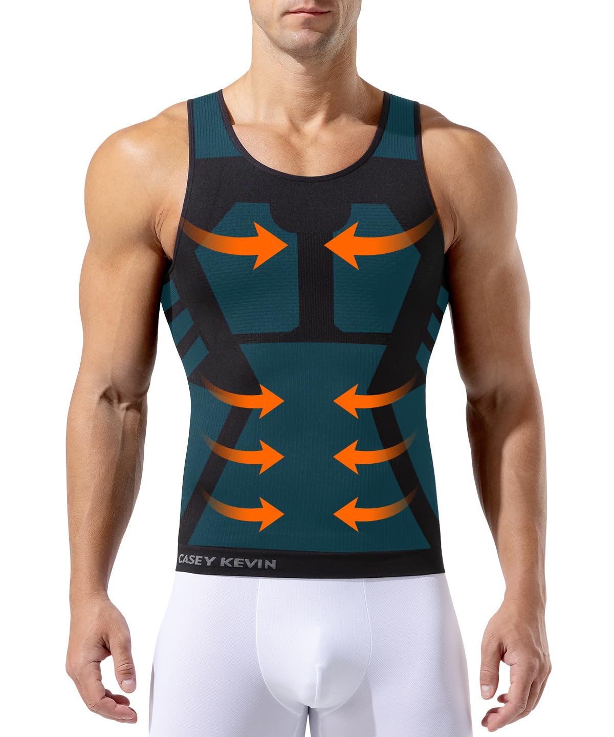 Casey Kevin Débardeur de Compression Homme Niveau 5 (20-25 mmHg) | Gain Ventre Plat Homme - T-shirt Compression Homme, Gainant pour Morphologie, Sport et Quotidien