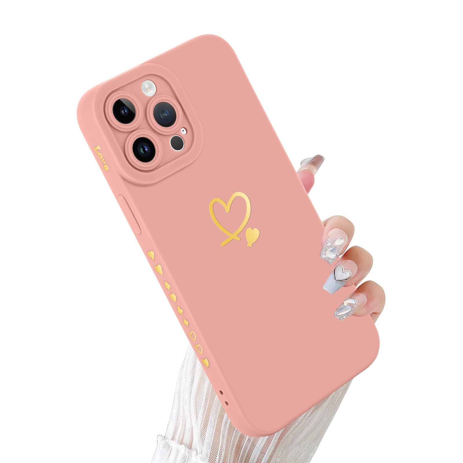 Wlxee Compatible iPhone 13 Pro Max 6.7 Inch Case for Women with Slim Fit, Soft Liquid Silicone Rubber All Over The Body, All-Inclusive Lens Design to Better Protect Your Lens (Pink)