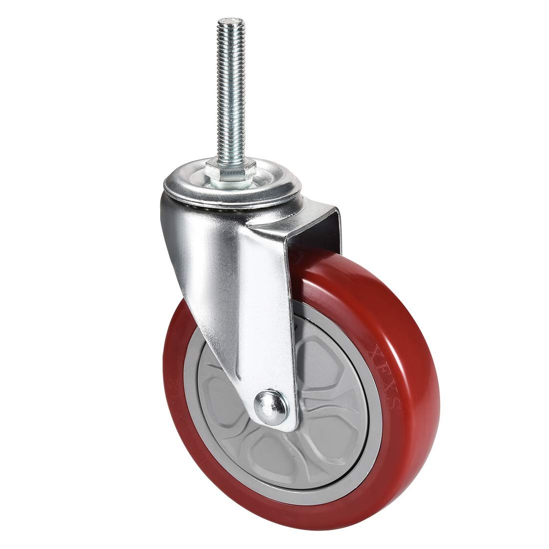 Ruedas giratorias de poliuretano, rueda de 5 pulgadas de diámetro M12 x 60 mm, eje roscado, capacidad de 308 lb