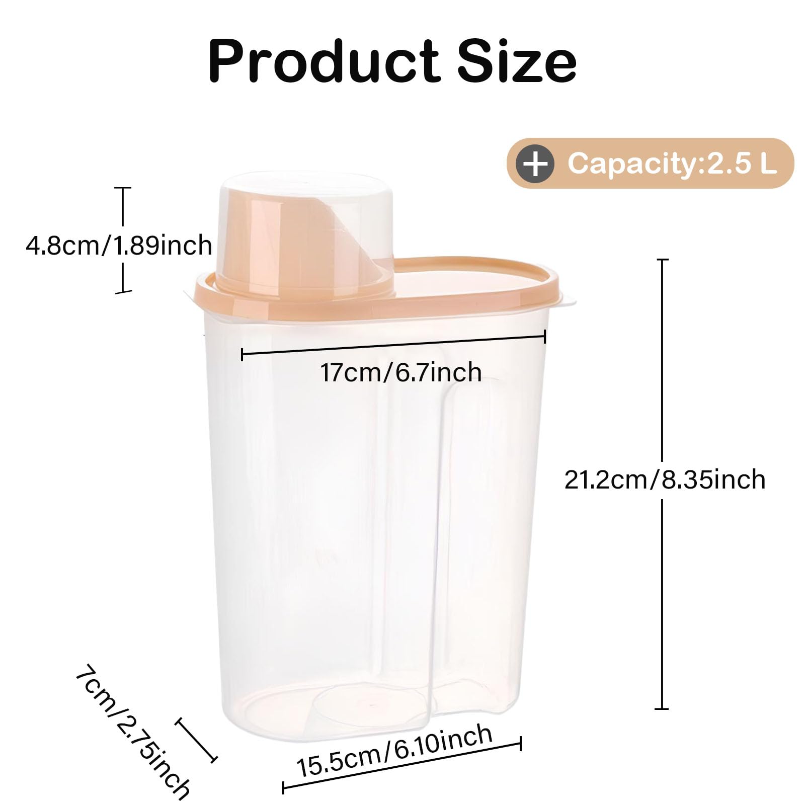 4 Pezzis Contenitore Ermetico Cereali Alimentare, porta cereali da colazione dispenser, Serbatoio Alimenti Secchi, Trasparente Airtight Secco Contenitore Alimenti, Caffè, Farina con Misurino (large)