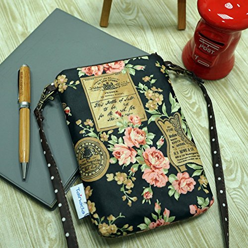 Image of Cross Body Phone Pouch for Women, Tainada Universal Crossbody Travel Dual Zippered Wallet Purse Bag with Detachable Strap for iPhone Xs Max, XR, Samsung S10+, S9+ Note 9