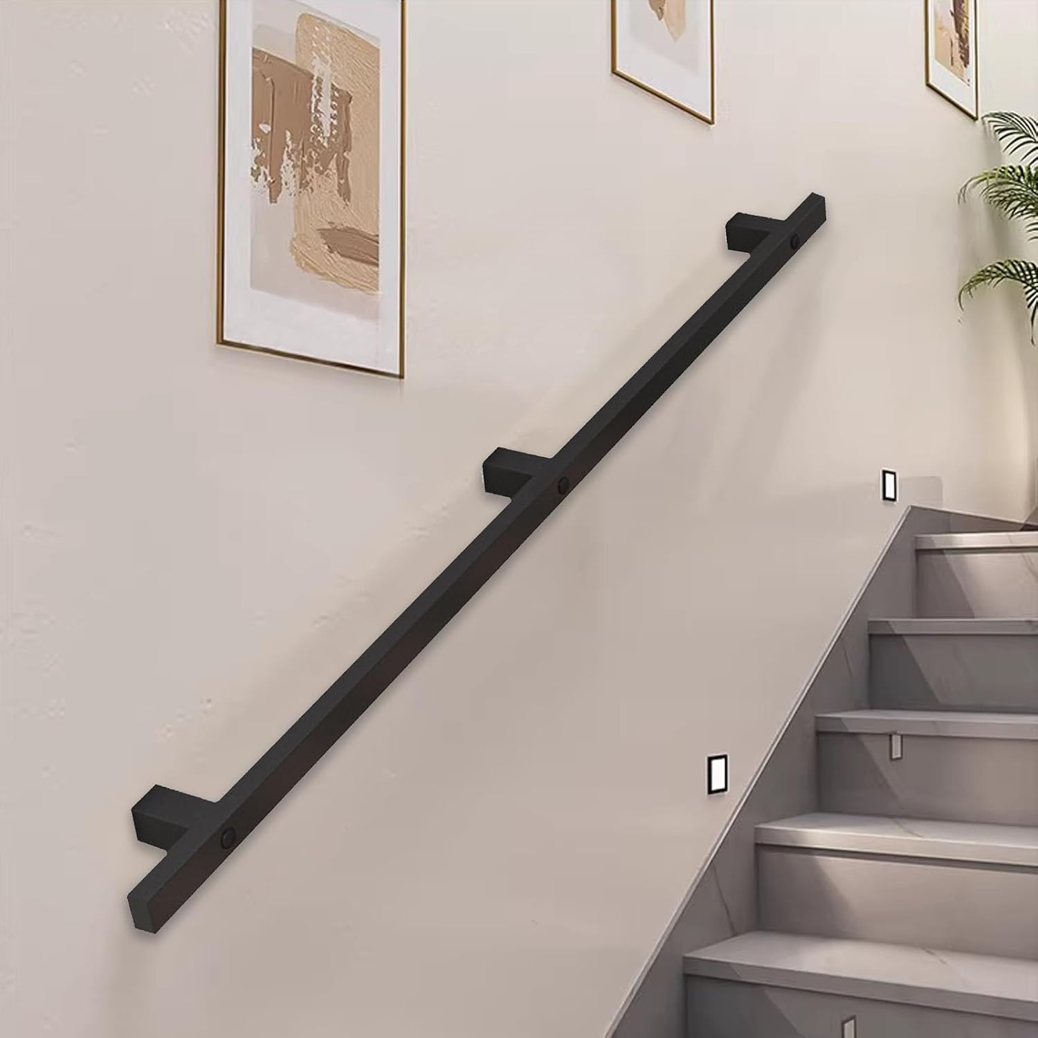 1FT~20FT Wall Hand Rails for Stair Wrought Iron Staircase Handrail Banister for Indoor Outdoor Corridor Lofts Patio Kindergarten, Stair Railing Safety Grab Bar(1ft/30cm)
