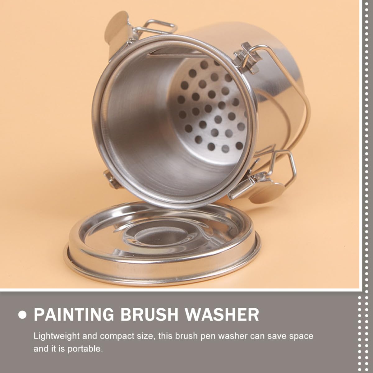 Nettoyeur de Pinceaux Peinture en Acier Inoxydable Double Couche Léger et Résistant pour Lavage Pratique Pinceaux Présent Anniversaire