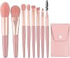 Professional 8-Piece Mini Makeup Brush Set - Portable for Foundation, Powder, Cosmetics and Eyeshadow with PU Leather Bag