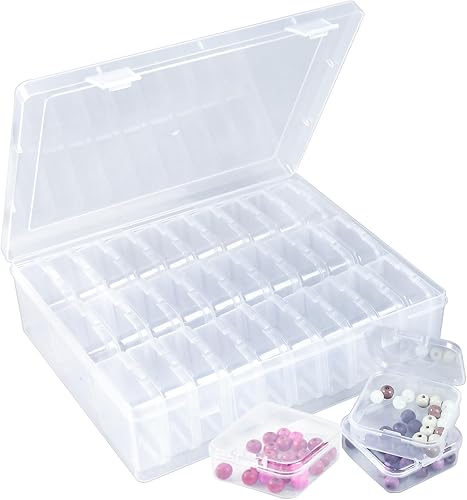 Miniatura 9 de Juego de cajas de almacenamiento de plástico transparente de 20 piezas, organizador de manualidades de tamaño mediano con tapas, contenedores de