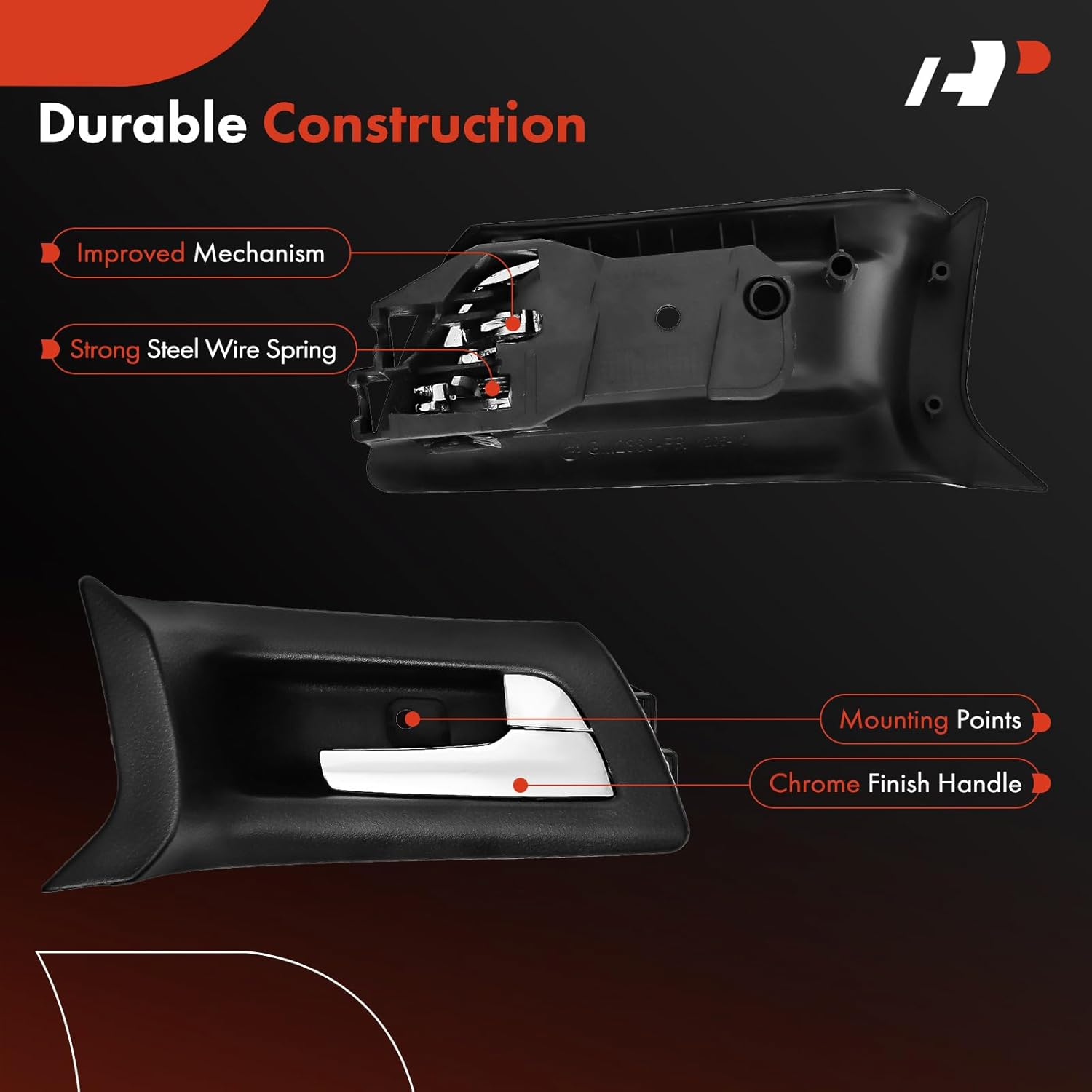 A-Premium Front Right Passenger Side Interior Door Handle Compatible with Pontiac G8 2008-2009, Black Housing with Chrome Lever, Replace# 92213437