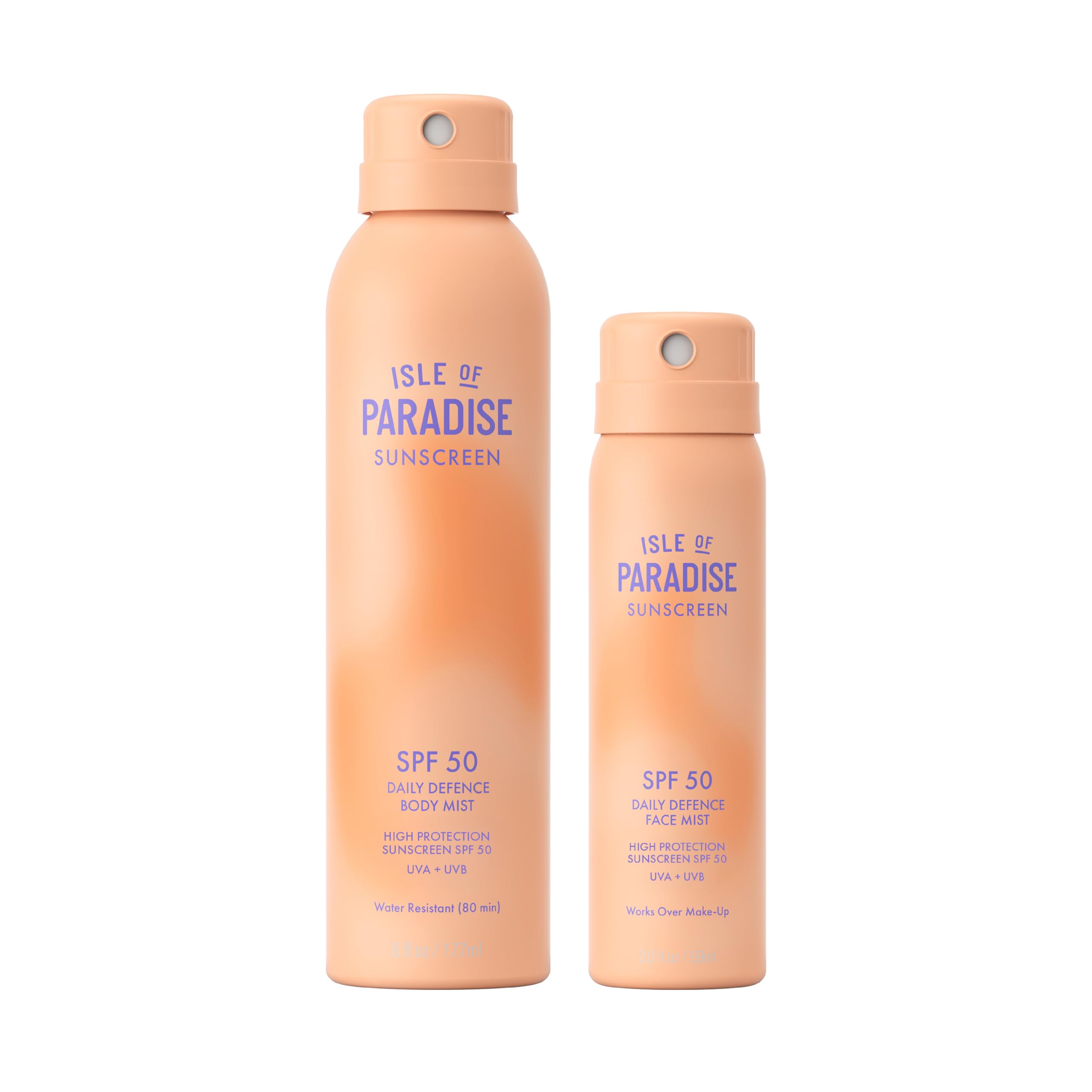 Isle of Paradise Face + Body SPF 50 Bundle - Daily Defence Face Mist + Body Mist Sunscreen Duo