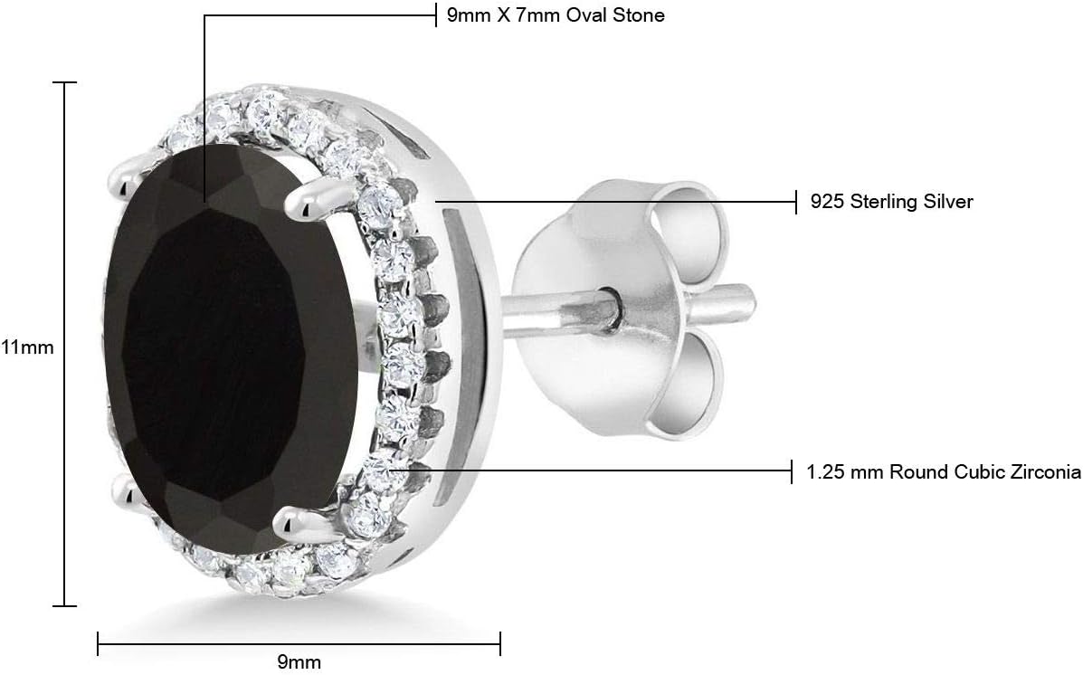 Gem Stone King 3-5 Cttw Gemstone Birthstone Halo Earrings For Women | 9X7MM Oval Cut | 925 Sterling Silver | Fine Jewelry Gifts for Her Mom Women Wife - Image 7