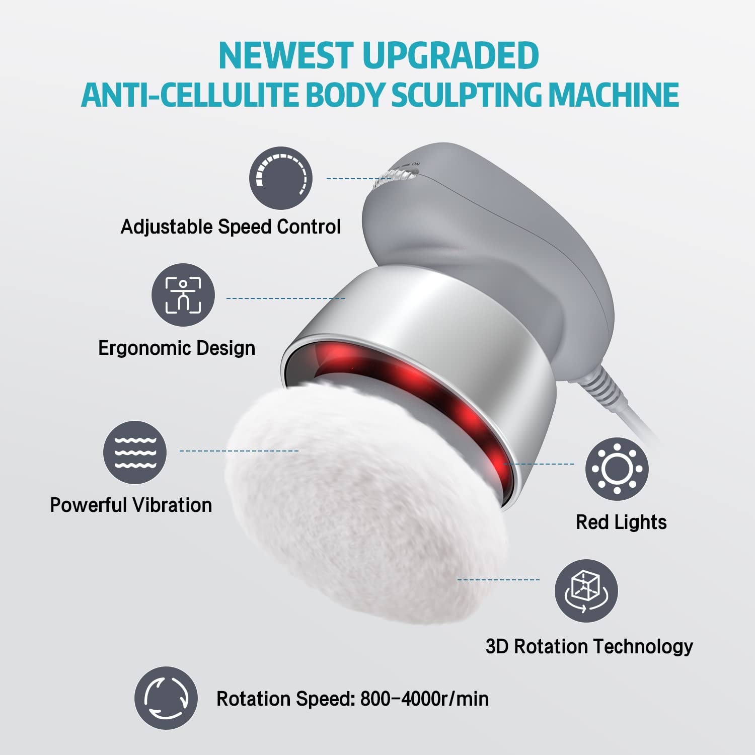 Caytraill Cellulite Massager Body Sculpting Machine – Body Sculpting Massager with 6 Washable Pads, Adjustable Speeds – Handheld Electric Body Massager for Belly, Waist, Legs, Arms, Butt