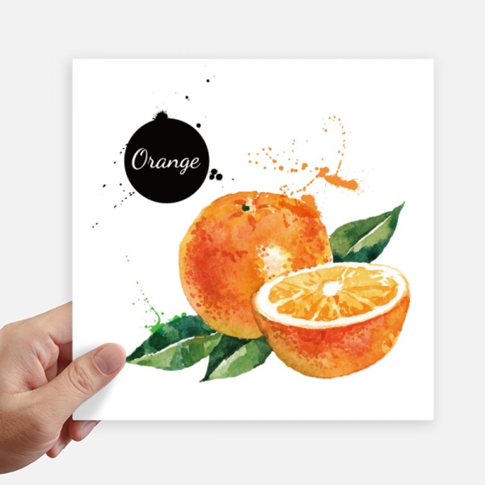 Autocollant carré orange aquarelle 20cm déco mur et ordinateur