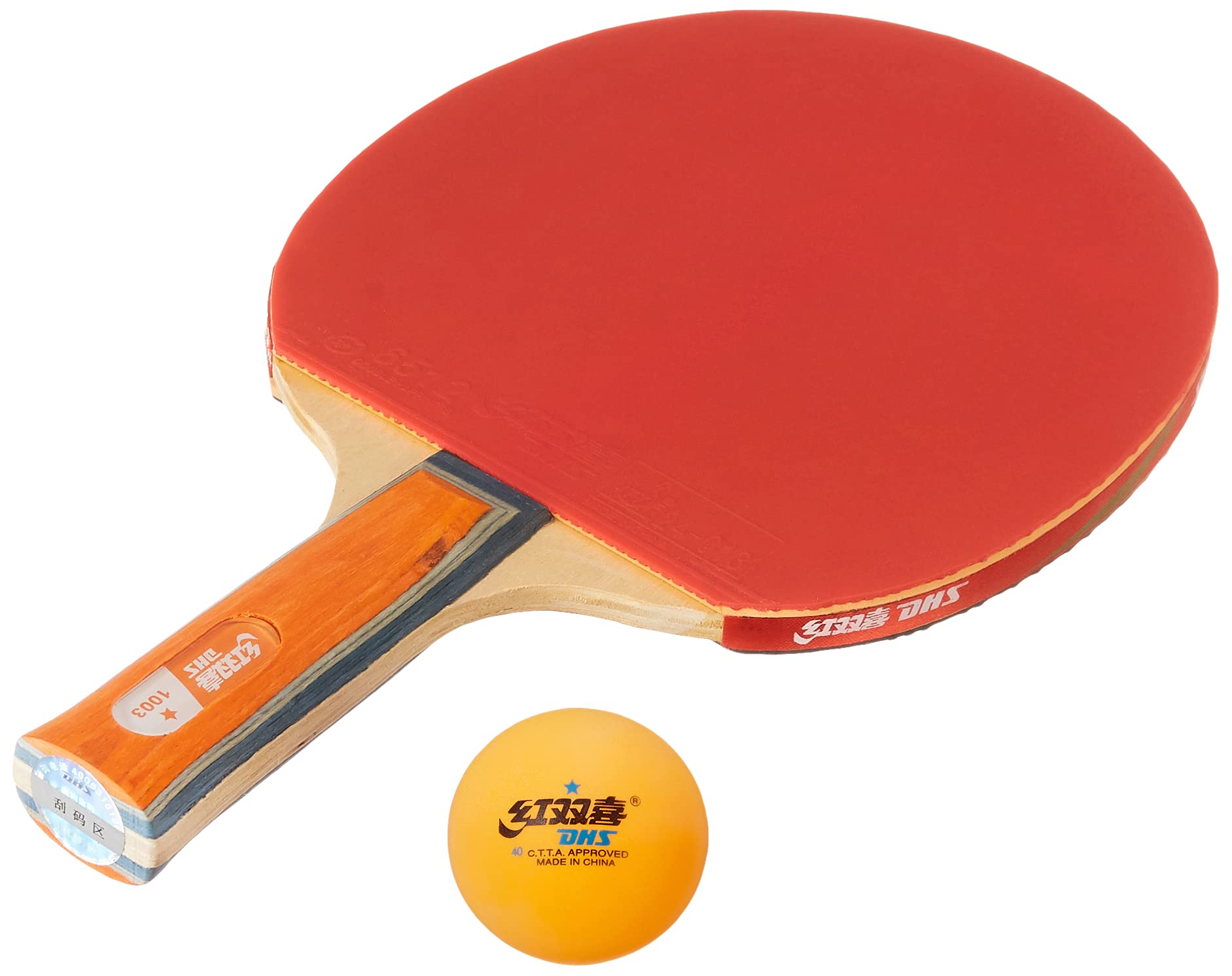 TT BAT A1003 DHS WITH TT BALL DHS 40MM 1 STAR ORANGE (100 Pcs Box)