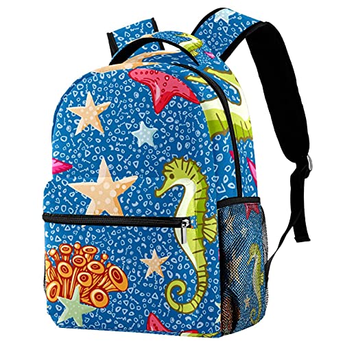 Sac à dos de voyage hippocampe et étoile de mer pour filles et garçons