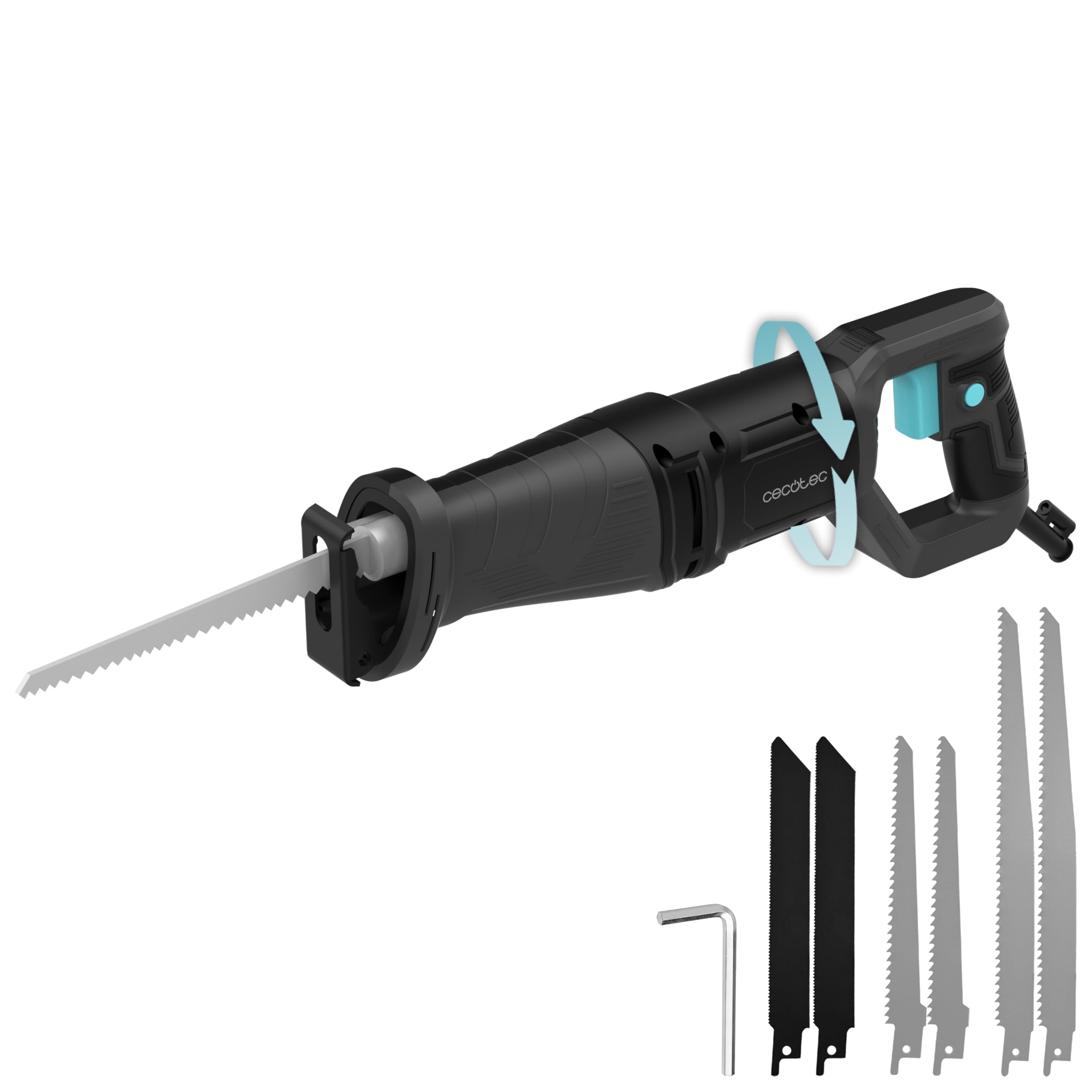 Cecotec Sega Sable LongFlex 710 Pro. 710 W, cambio lama veloce, tagli profondi 115 mm ed efficienti con corsa di 20 mm, manico rotante, include 6 lame