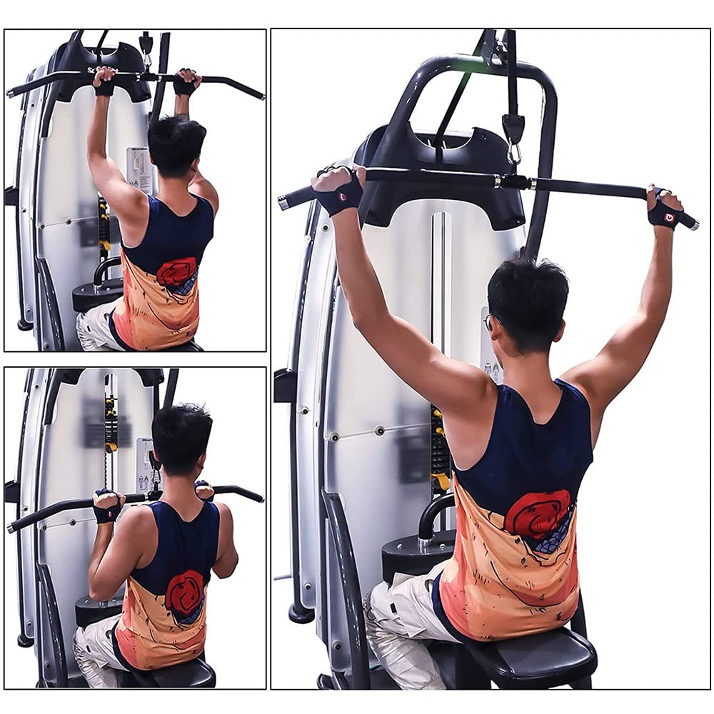 Trizeps Bizeps Latzugstange, Rotierende Gerade Stange, 120cm Breiterer Zugstange, Seilzug Fitness LAT Pulldown Bar Mit Rutschfesten Griffen Und Drehgelenk