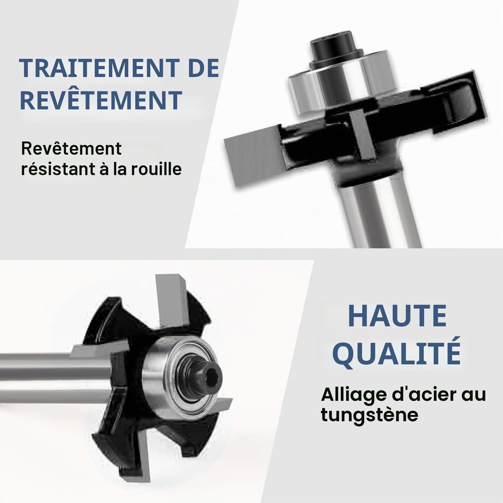 Kit de fraises à rainurer pour défonceuse, fraise à disque pour défonceuse, fraise à affleurer pour le travail du bois, 8 mm Shank 4 pièces 2 mm, 3 mm, 4 mm, 5 mm