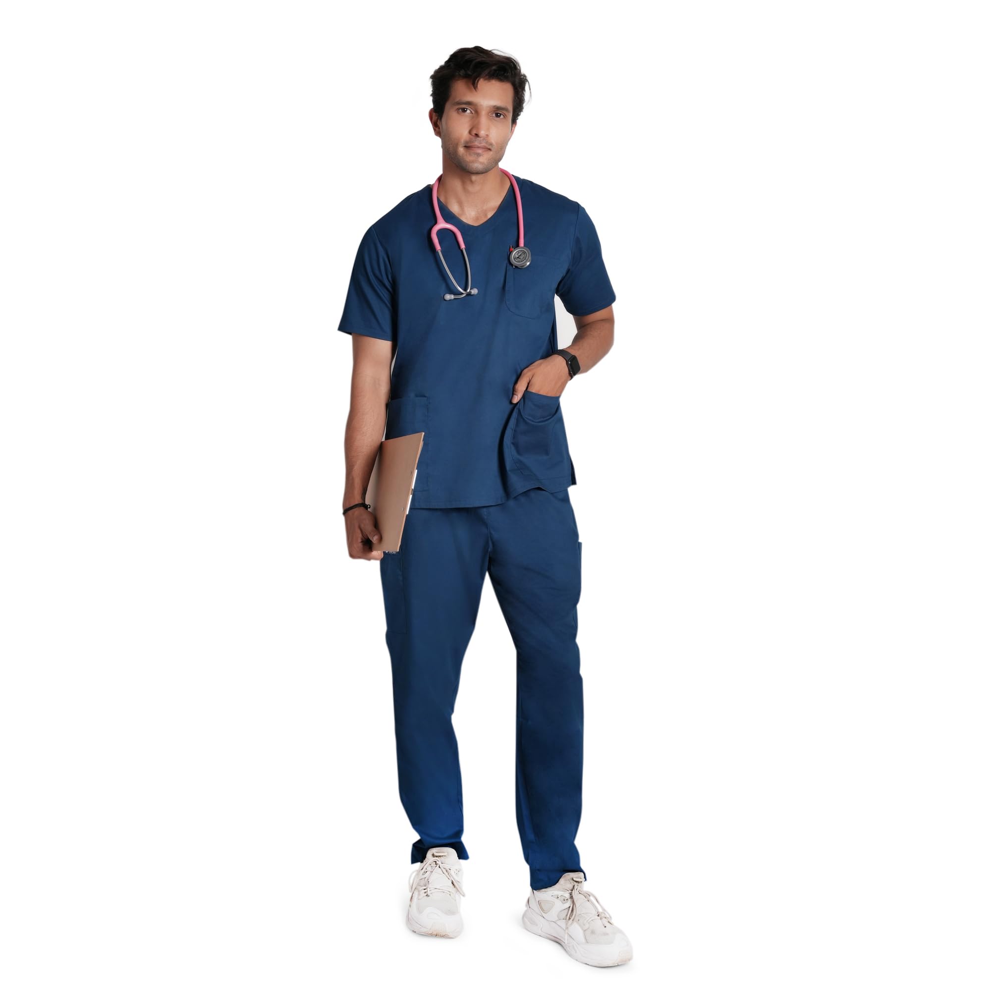 ScrubStory Mens 3-Pocket Classic Fit Scrub Top, Size S (Air Blue), V-Neck| Stain and Water Repellant | Scrubs for Doctors Male, Nurse, Lab, OT Professionals (B0DC52QHHK) Amazon Price History, Amazon Price Tracker