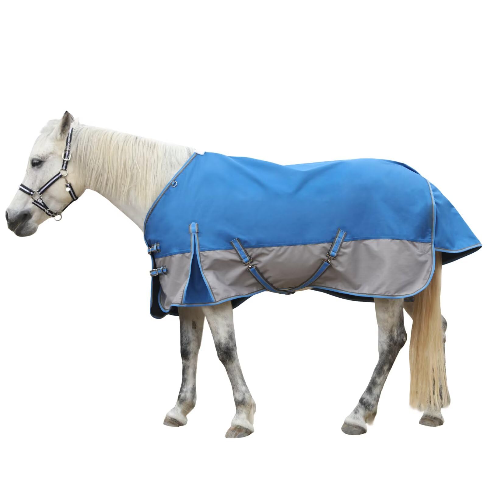 LEAFOREST Coperta per cavalli 1200D, impermeabile, traspirante, antivento, di peso medio (senza imbottitura), lenzuolo medio in fienile, stalla, stalla, pascolo, paddock bluegrey 213,4 cm