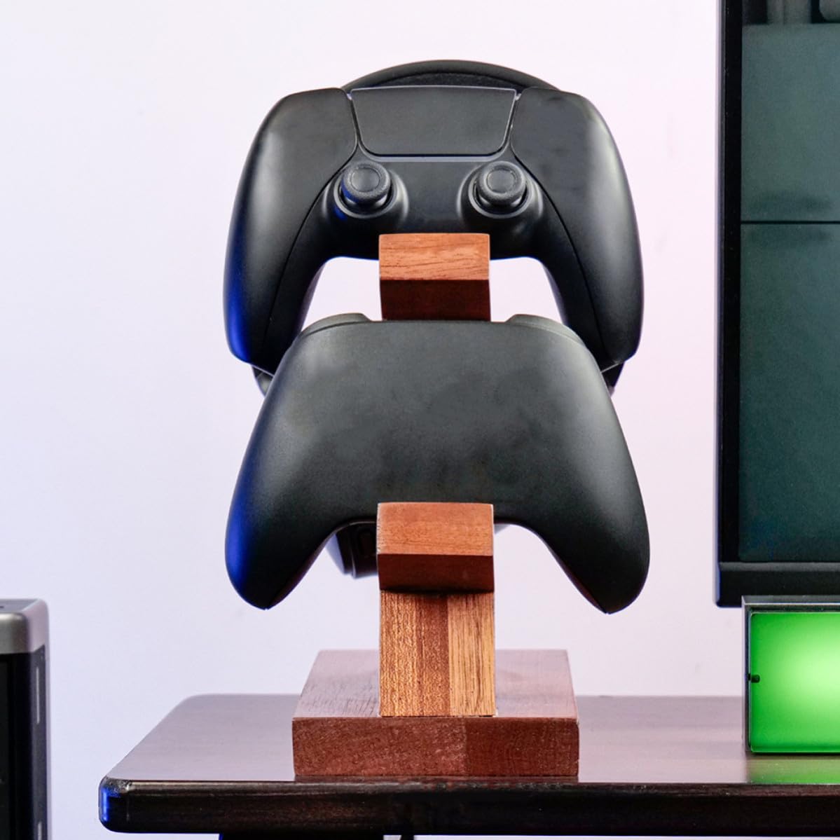 Supporto Organizer Cuffie da Legno Controller Gioco in per Marrone Multifunzione per Esposizione e Protezione, per Area di Intrattenimento Gaming