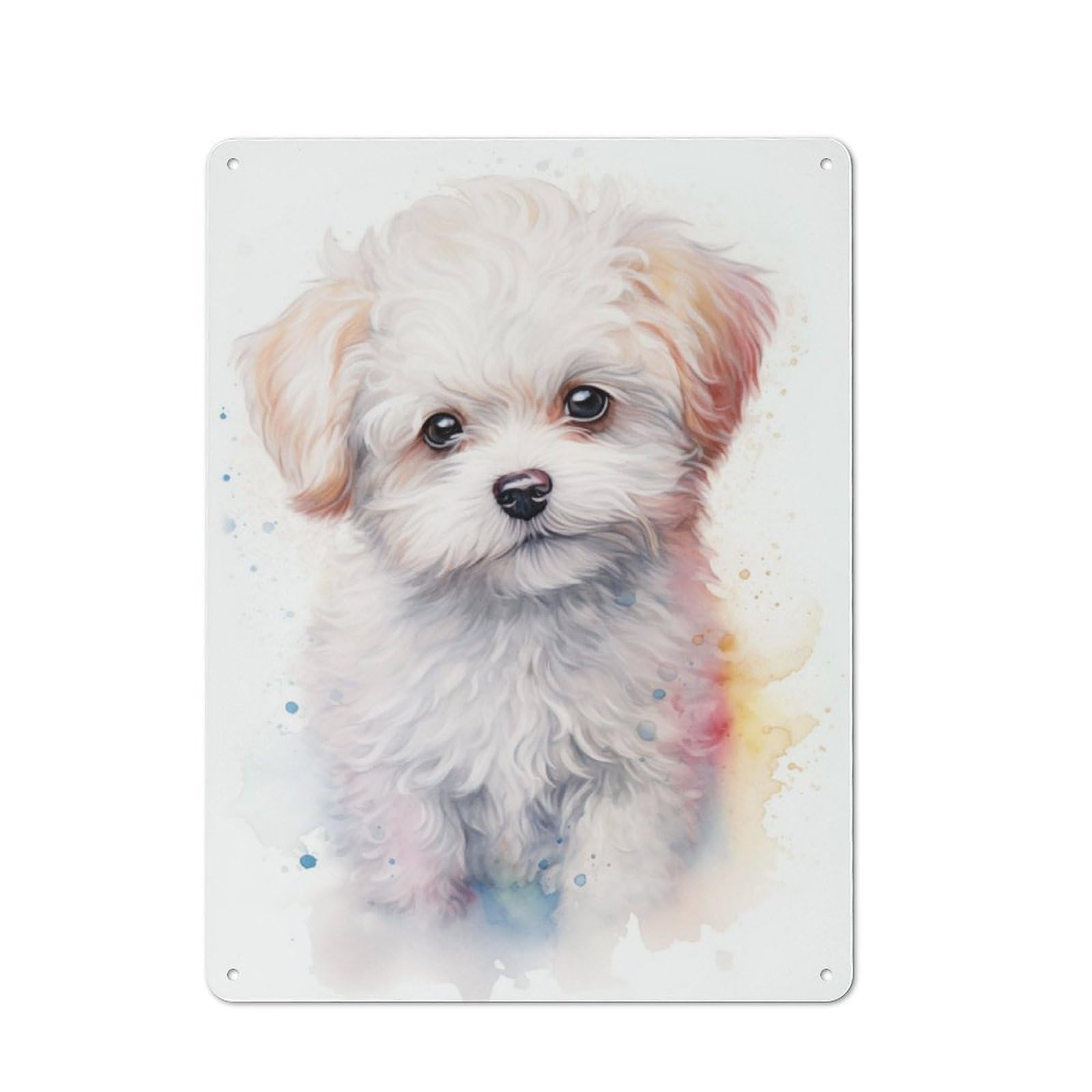 Junmoney Bichon Frise Portrait Retro Metal Wall Sign 40X30cm With For Pub Or Café, A Housewarming Gift For Hospitality Wall Decor Collectors