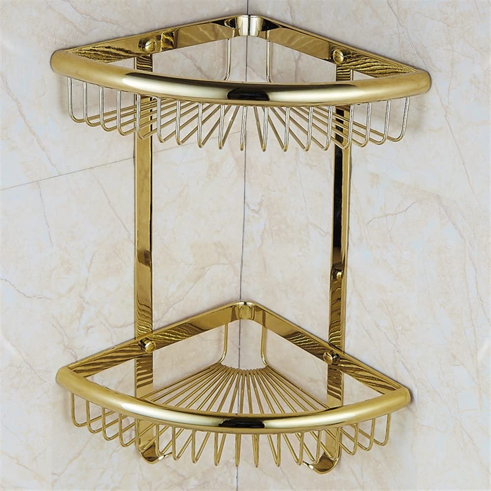 BAHELS Corner Shower Caddy Solid Brass Bathroom Shelves Corner Shelf Modern Wall Mounted Bath Shower Caddy Shelf Organizer