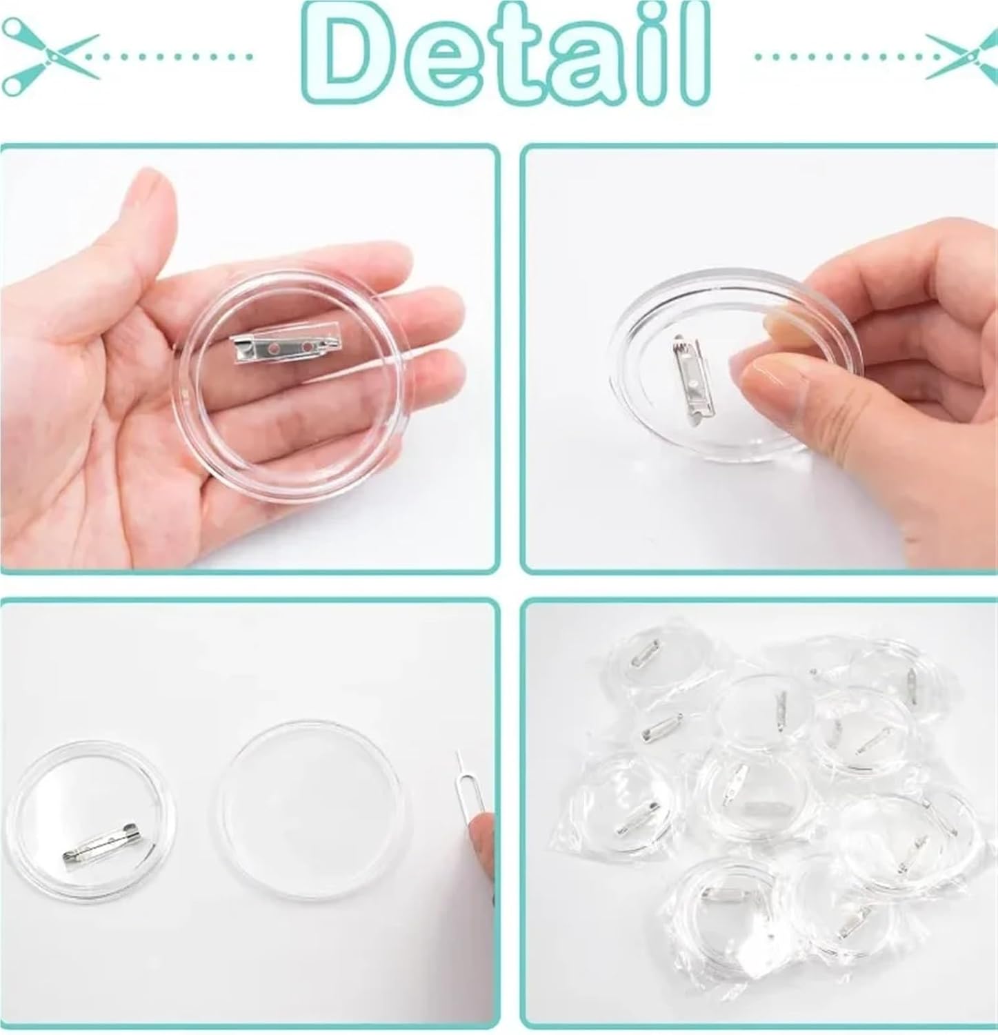 Button Pins 50pcs Blank Badge Pin Button Maker Parts Acrylic DIY Badge Button Parts Material for Button Press Maker Machine(37MM)