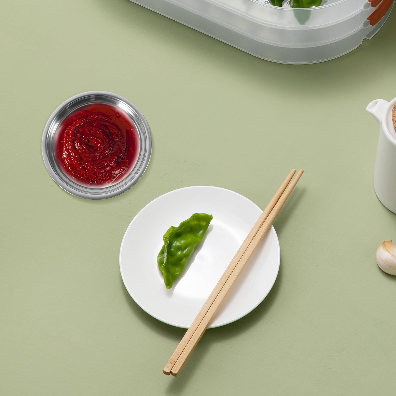 Miibiscolit Stainless Steel Mini Appetizer Plates, Set of 10, Round Dipping Bowls for Sauces