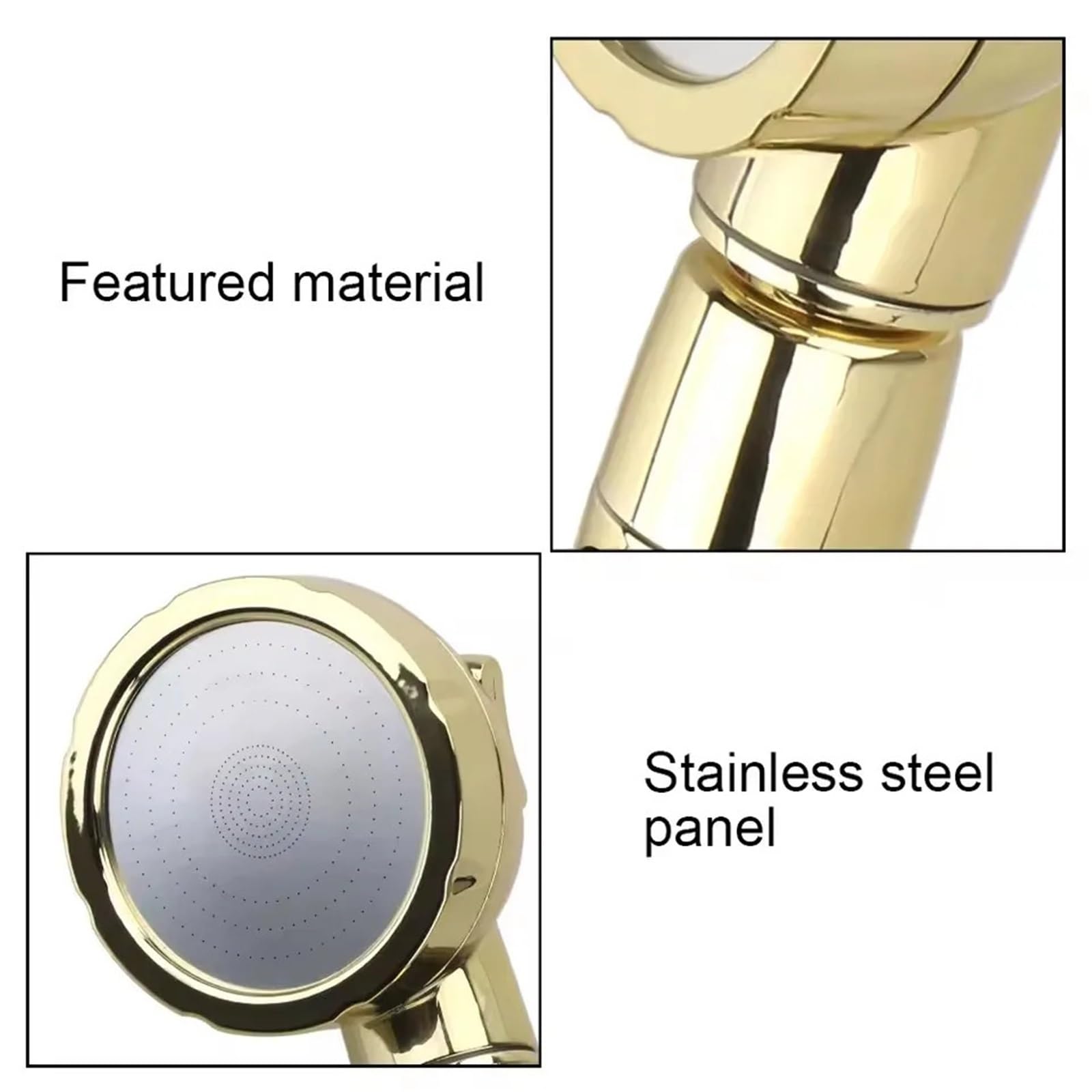 Cabezal de ducha presurizado giratorio de 360 ​​grados con llave de parada de agua, 3 modos ajustables(Silver)