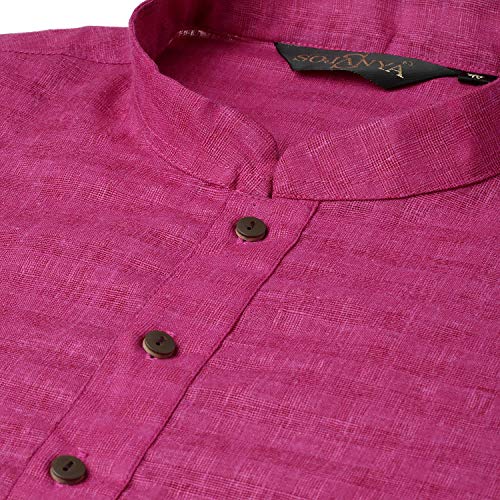 Image of SOJANYA Pastel Green Cotton Blend Kurta with Contrast Button Detailing