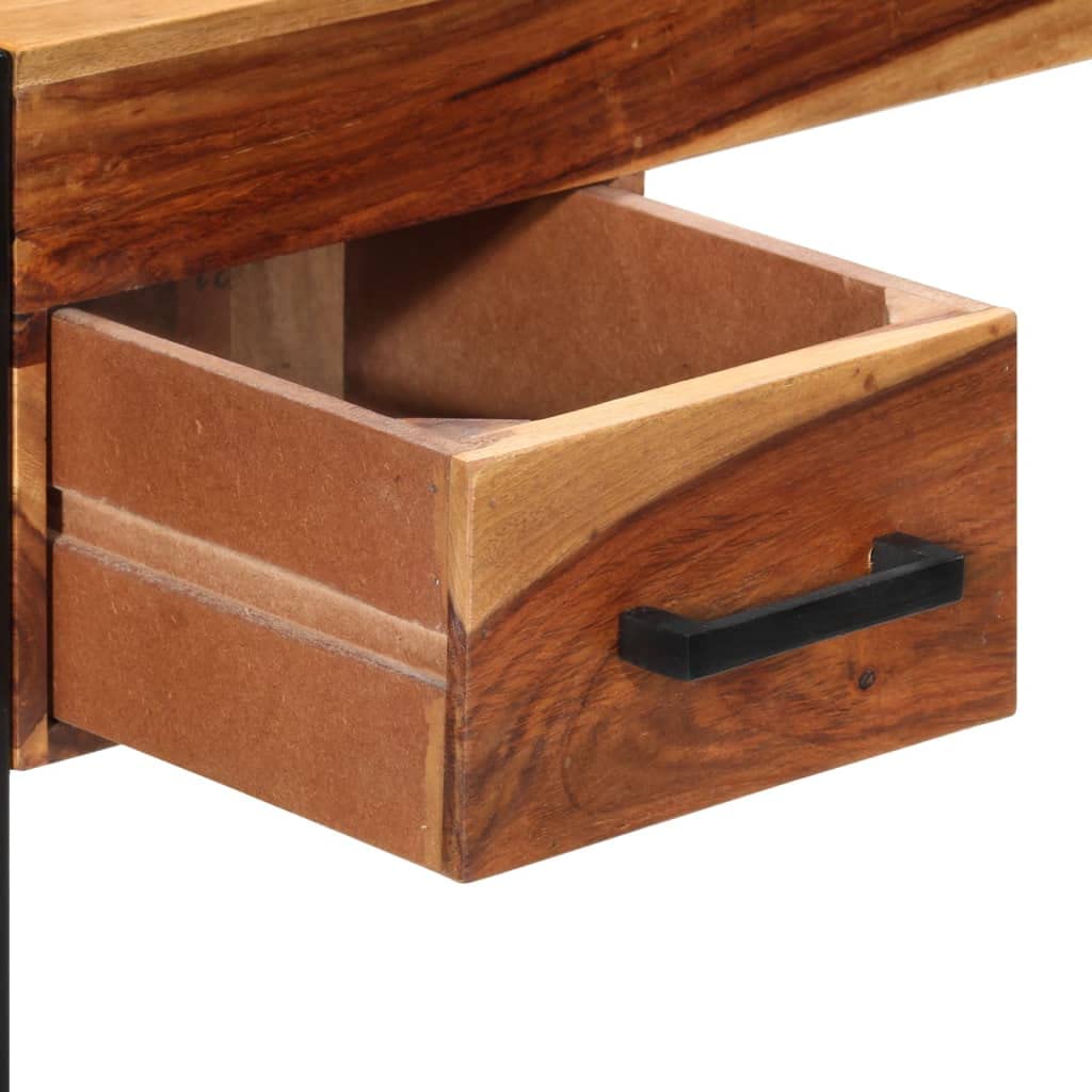 Scrivania in metallo per ufficio,Scrivania vintage industriale per studio,Postazione di lavoro per camera da letto e soggiorno,Scrivania con 2 Cassetti 110x50x77cm Legno Massello di Sheesham