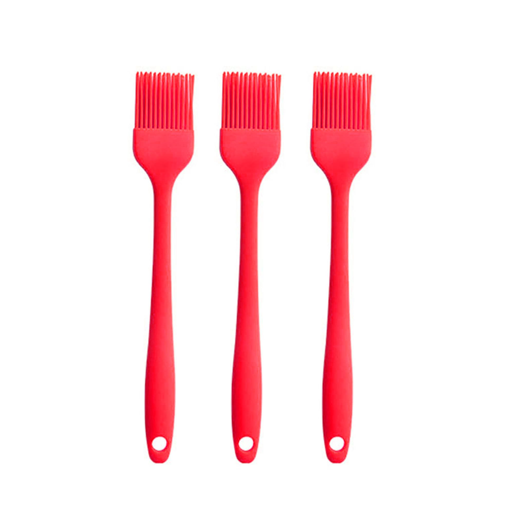 Silicone brush, Oil Brush for BBQ Kitchen Cooking Baking and Grilling (3 PCS,red)