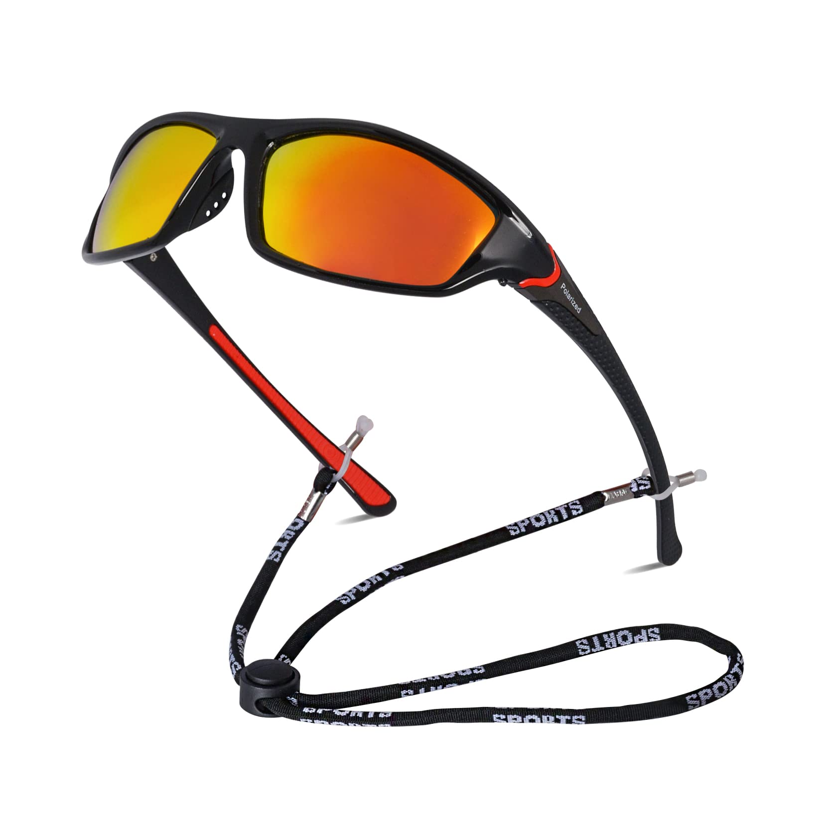 besbomig Polarizadas Gafas de Ciclismo Hombre Mujer Gafas de Sol Deportivas Protección UV400 Ligeras, Gafas de Sol de Moda Casuales con Correa de Cuerda, para Esquiar, Conducir, Correr, Pescar, Golf