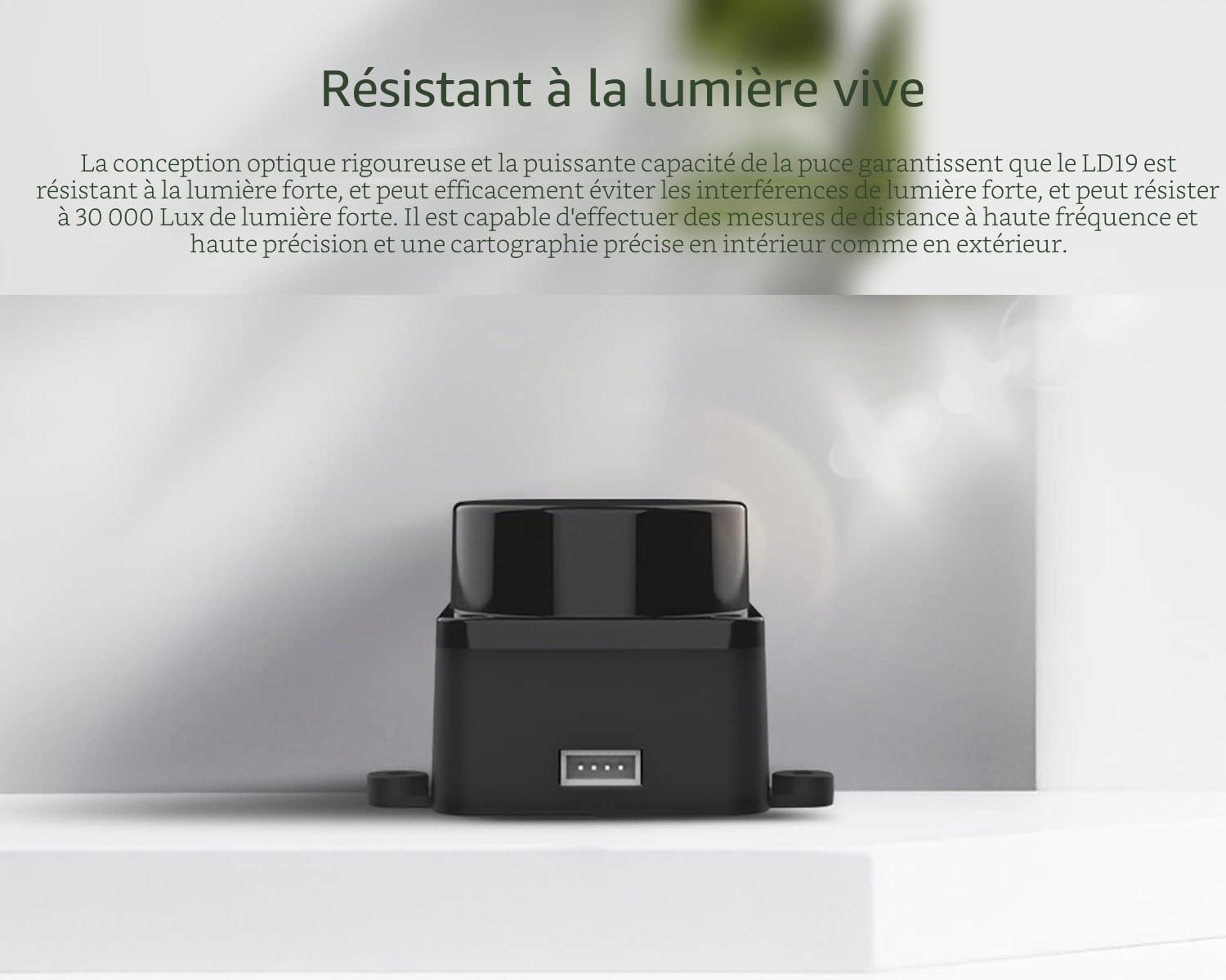 InnoMaker DTOF LiDAR Time-of-Flight Lidar STL-19P, Balayage laser omnidirectionnel à 360 degrés, Anti-éblouissement 60000 Lux, Fréquence de mesure 5000 Hz, Rayon de portée de 12 m, Compatible ROS/ROS2
