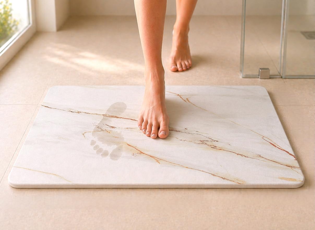edihome, Alfombra Diatomita Baño, 40x60 cm, Alfombra de Piedra, Secado Rápido, Antideslizante, con Lija, Alfombrilla Rígida Absorbente, Antimoho, para Ducha y Baño (Gris Claro) — view 12