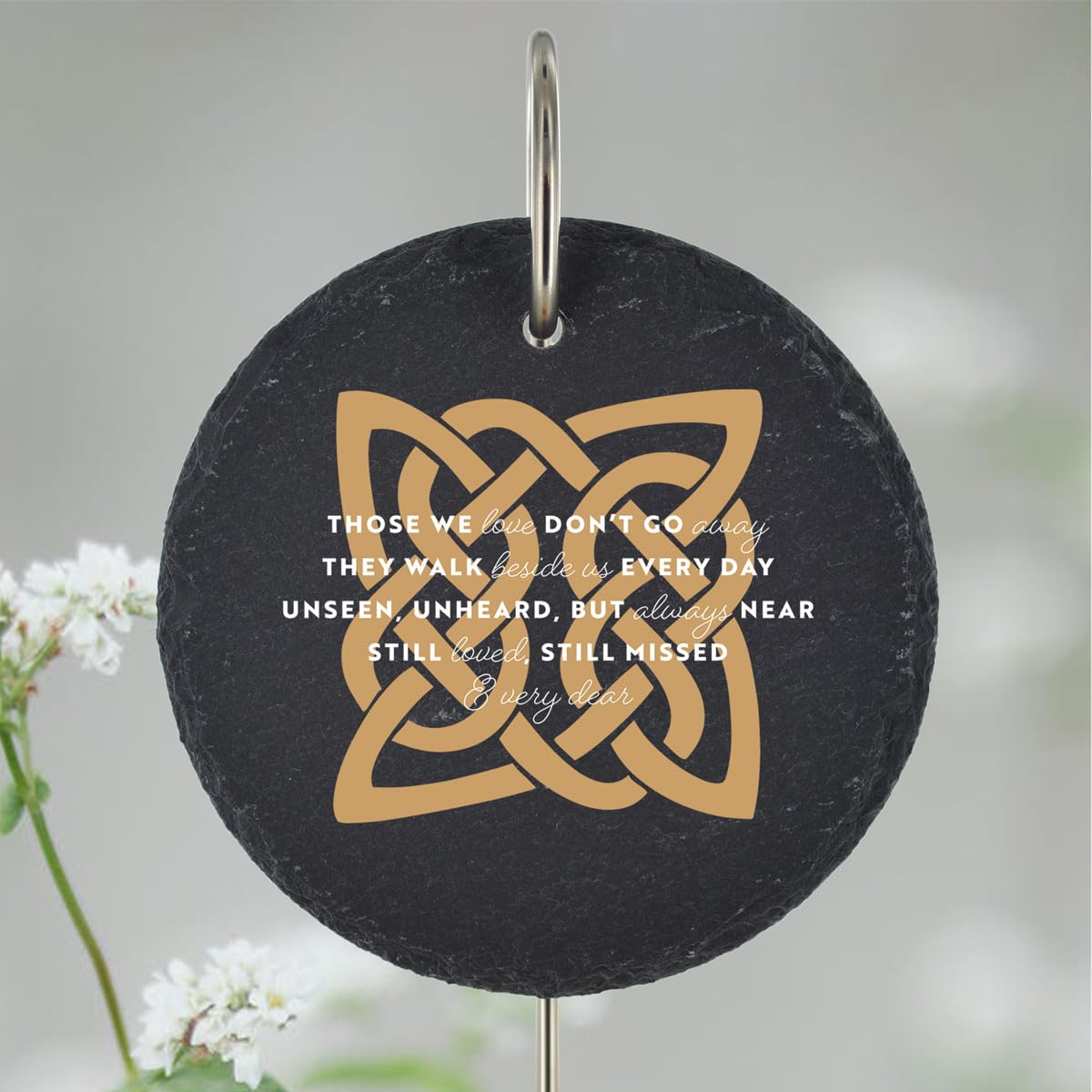 Global Designs Slate With Protective Coating & Uv Print Celtic Knot Grave Stick Marker Plaque Ornament Irish Emblems Sign Memorial Slate Sentimental Graveside Decor 25X11cm