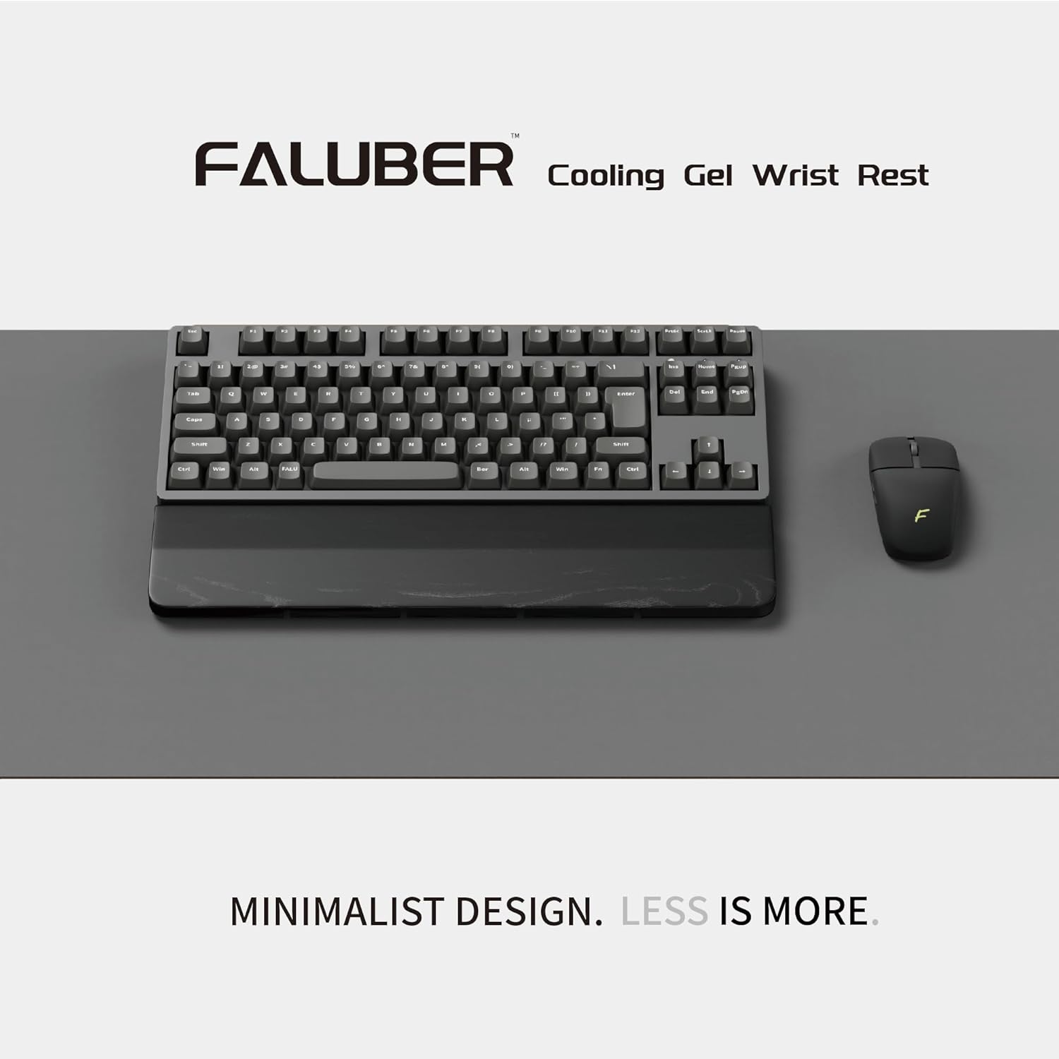 Faluber Wooden Wrist Rest Black Lacquered, 14.2-inch Length and 20mm Thickness for Tenkeyless Keyboard, Ergonomic Palm Rest for Mechanical Keyboard, Stain Resistant (Tenkeyless-360mm, Black Lacquered)