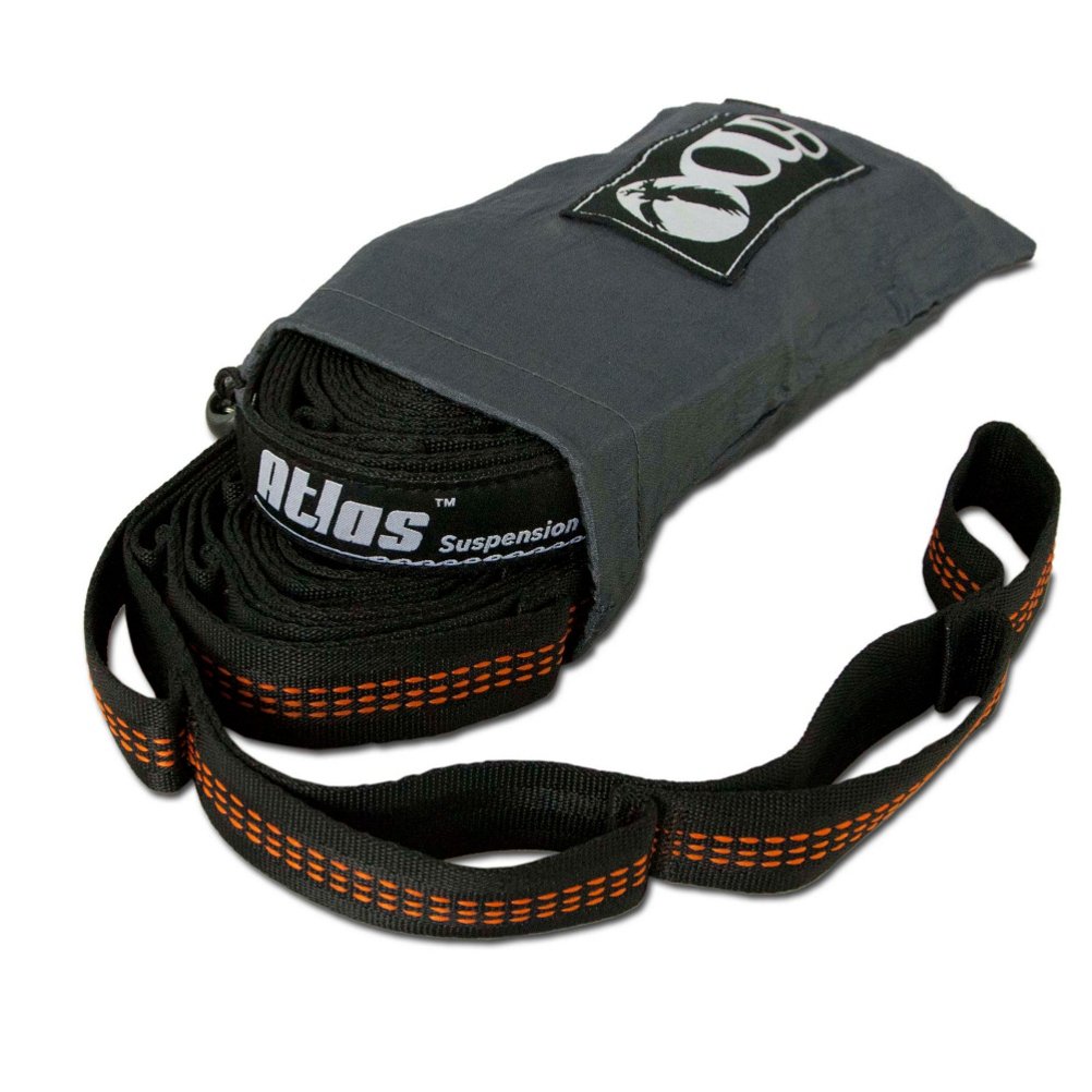 ENOAtlas Strap Hammock Suspension System Black Strong Secure Easy To Use No Knots 30 Adjustments Tree Friendly Suspension Polyfillament Webbing Weight 340 g Capacity 181 Kg