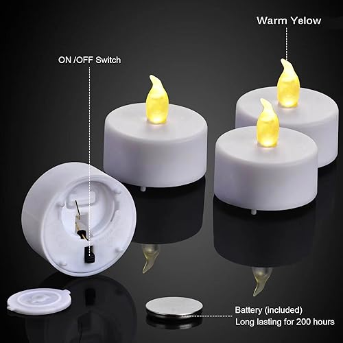 Miniatura 7 de Luces de té sin llama, funcionan con baterías paquete de 24 velas LED eléctricas, realistas y brillantes, regalo de vacaciones de larga duración