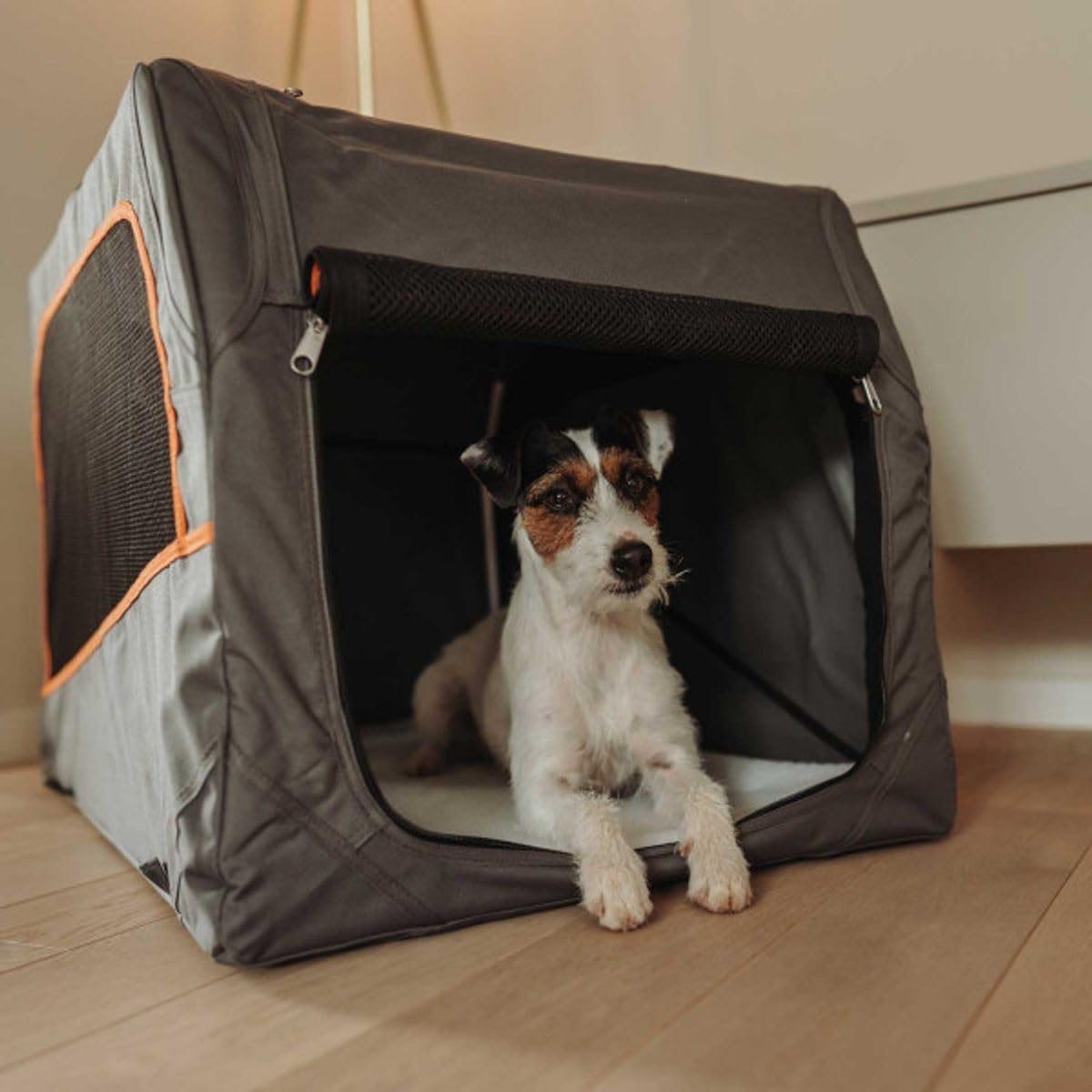 HUNTER Box transportino per Cani con Telaio in Alluminio 61x45,5x43 cmgrigio Antracite/Arancione