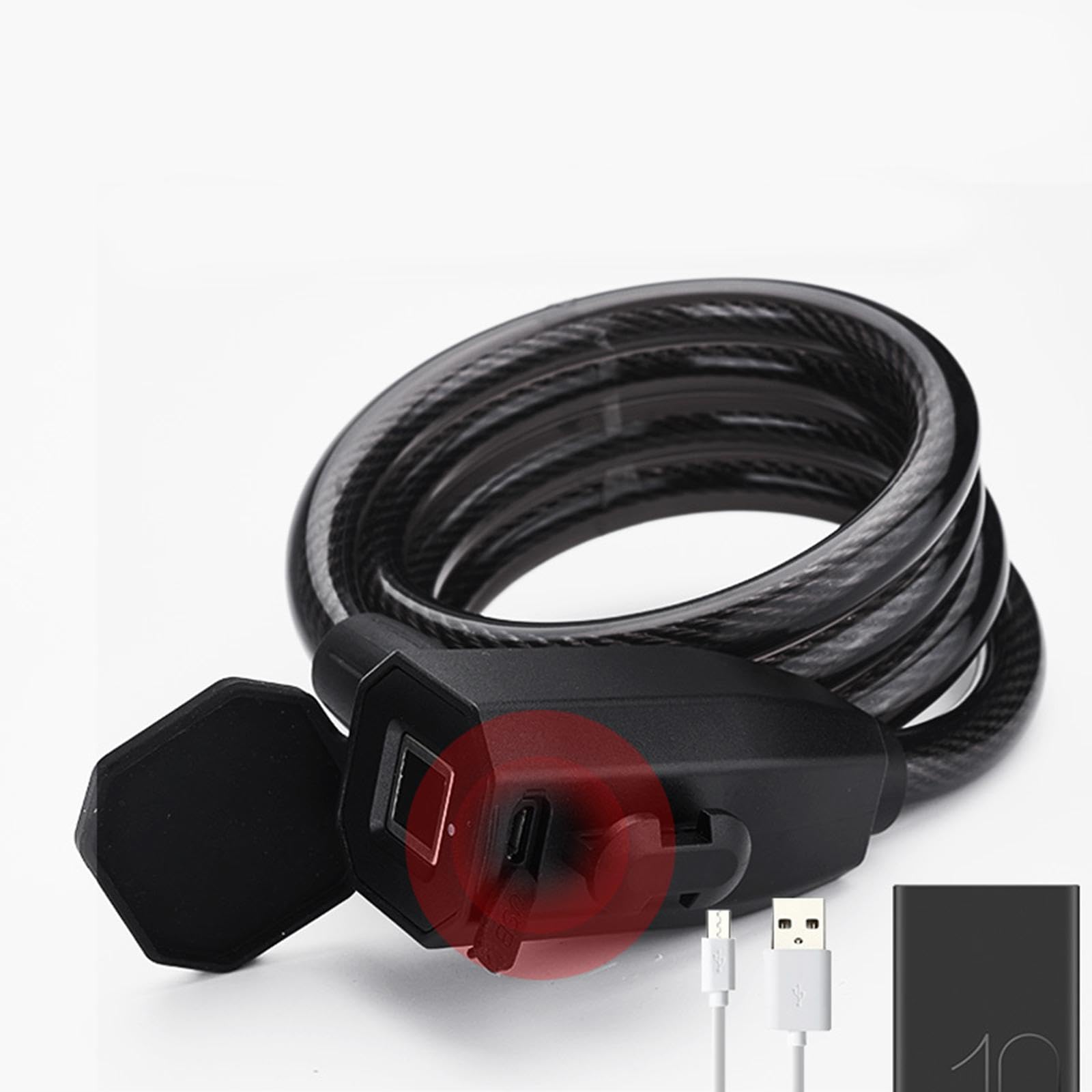 3-częściowy zestaw blokad rowerowych ładowanie USB wytrzymały niezniszczalny zamek rowerowy na odcisk palca