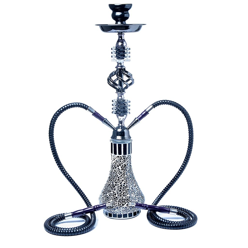 chicha 2 Tuyau Narguilé Shisha 22" Ensemble de Narguilé Fumer de L'eau Pipe Bong, par 2 Personnes Peut Être Utilisé en Même Temps (Color : Black)